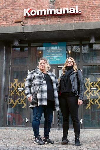 Vänsterpartiet Göteborg har fått en ny partiförening, Kommunalvänstern Väst. Bild på Emma och Maria utanför Kommunal