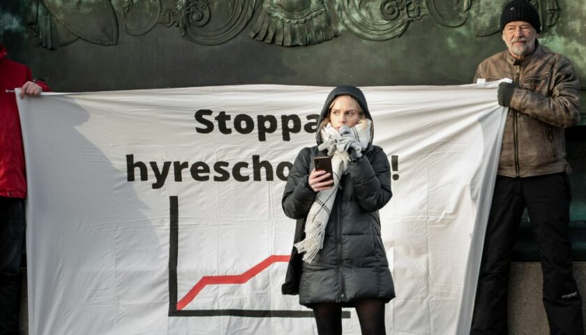Demonstration Stoppa hyreschocken
